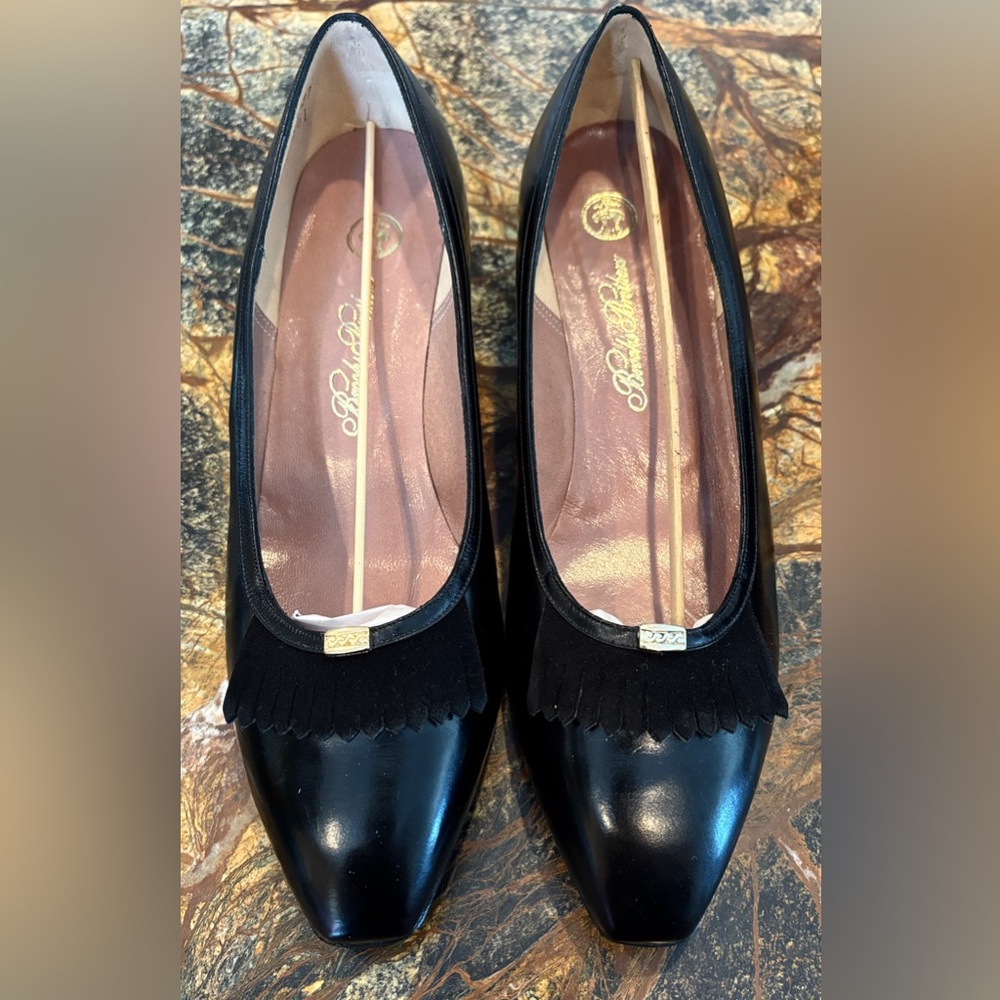 Brooks Brothers 1818 Black Leather Women's Shoes Low Heel Pumps
